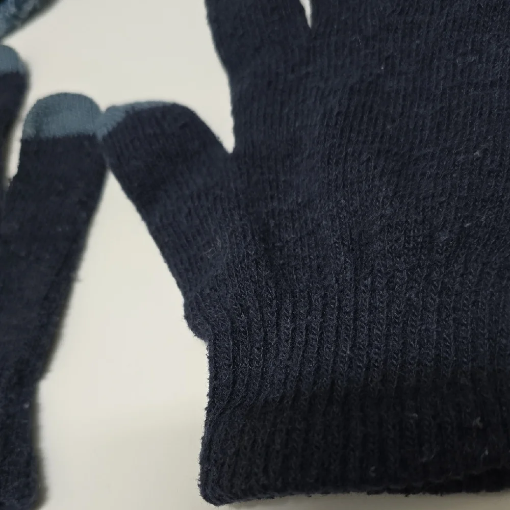 SO Set of Two Pairs of Knit Gloves - Navy Blue